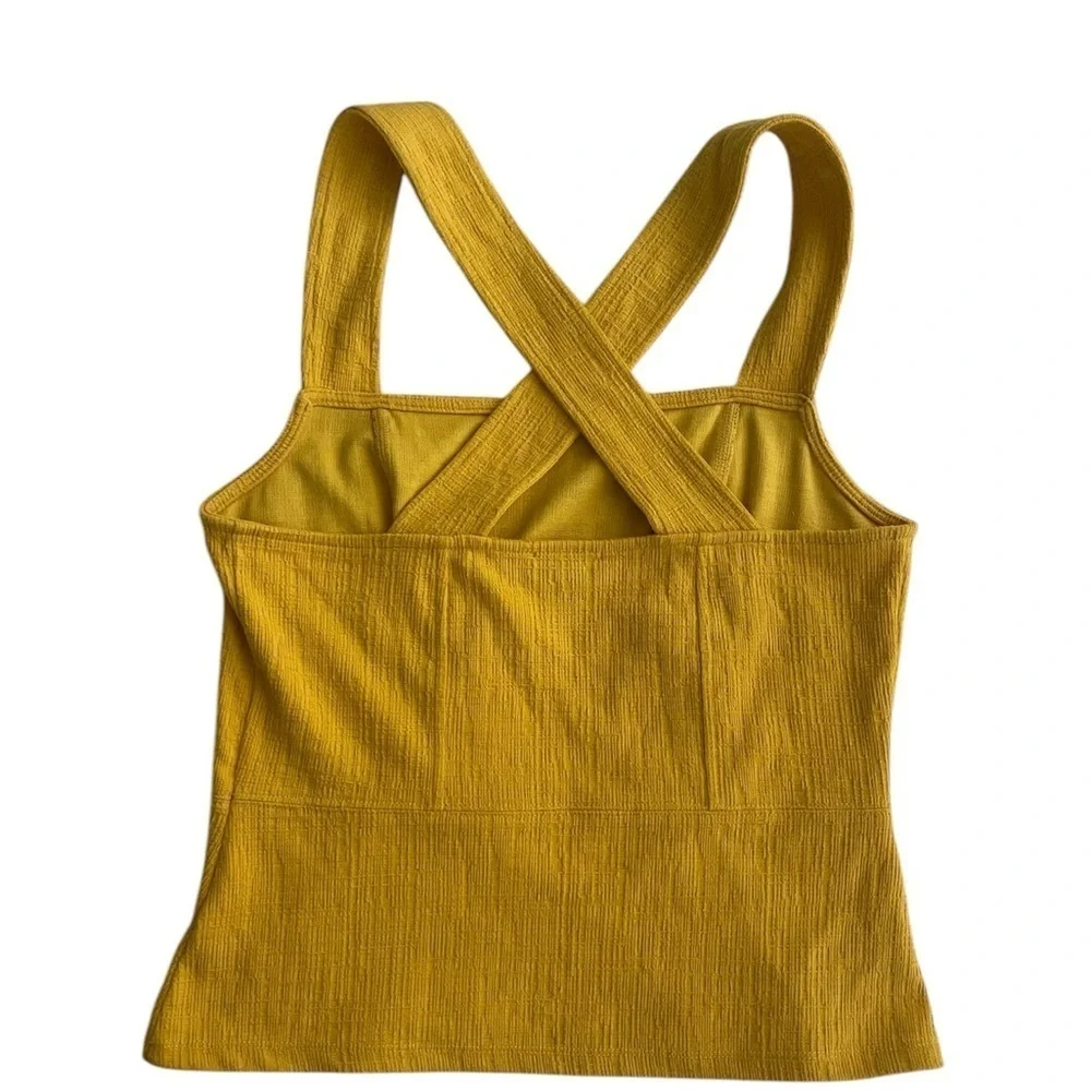 Anthropologie Current Air Yellow Cross Back Textured Tank Size Small